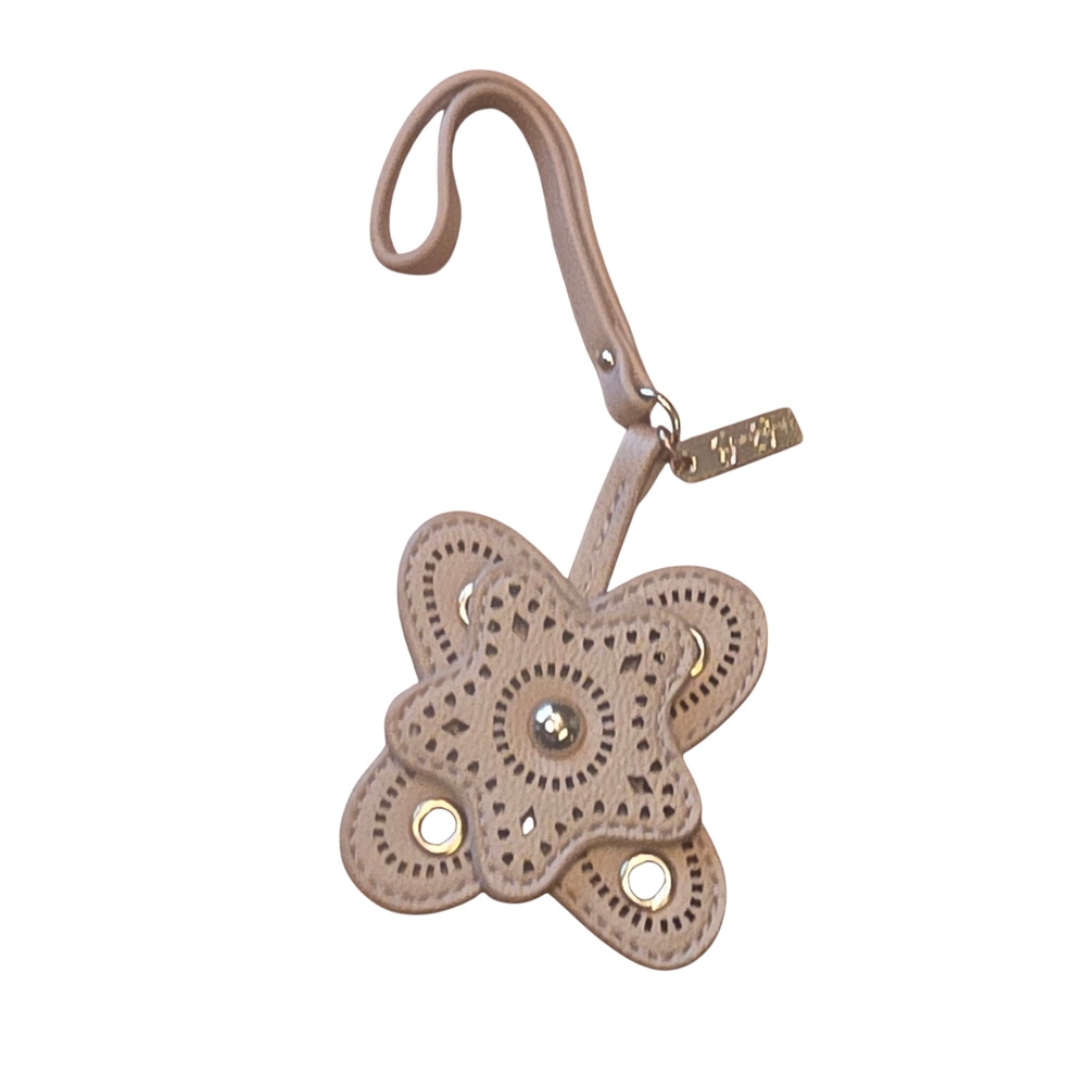 Beige Floral Keychain